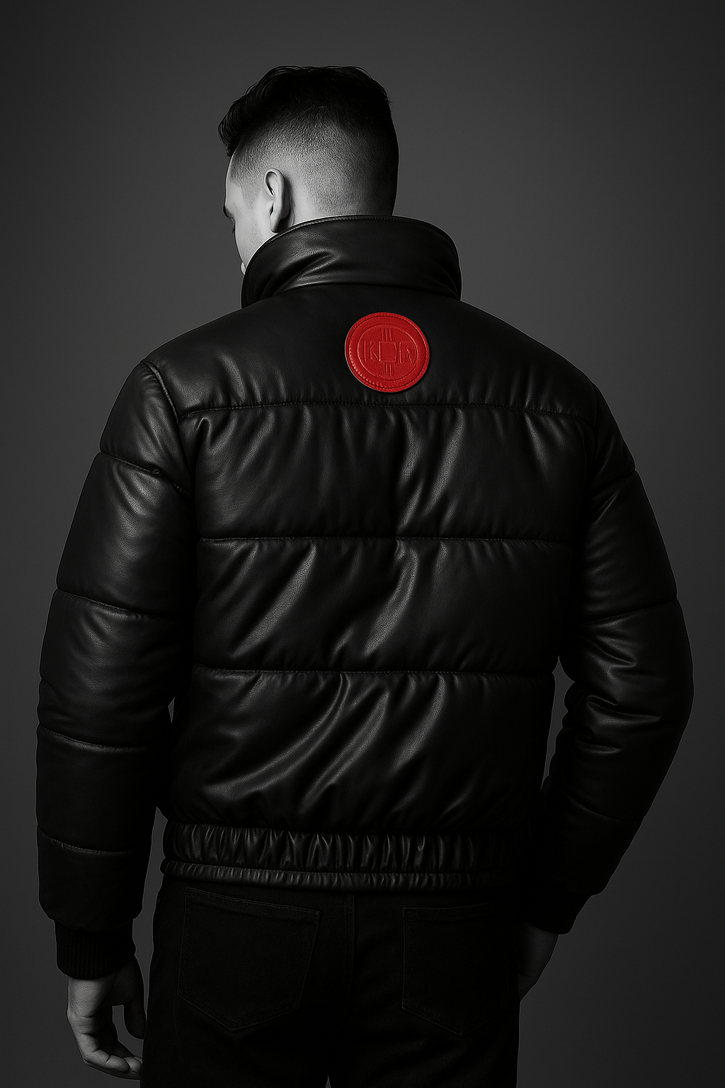 OMROK Black Puffer Sheep Leather Jacket - MAN