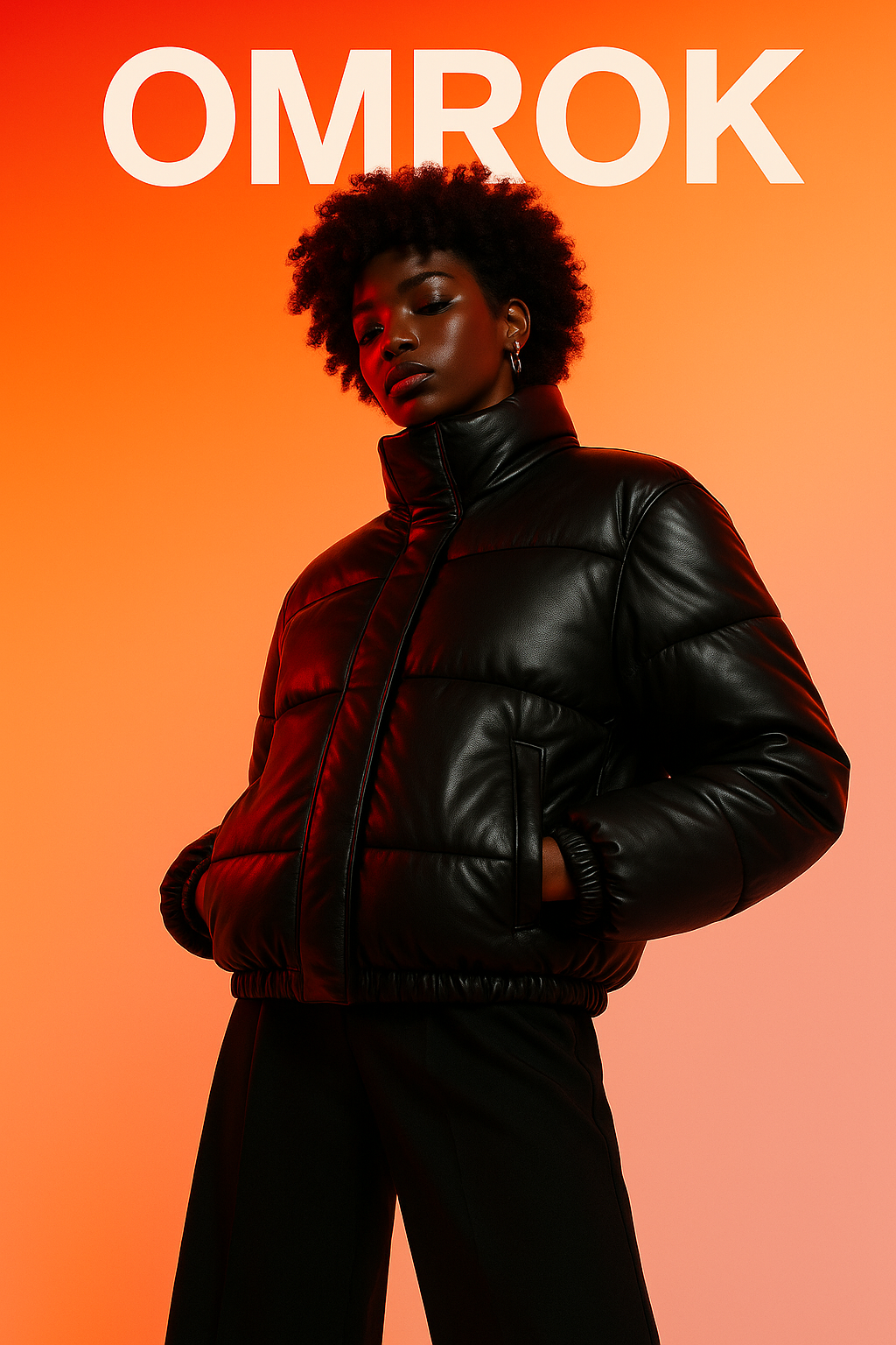OMROK Black Puffer Sheep Leather Jacket - WOMAN