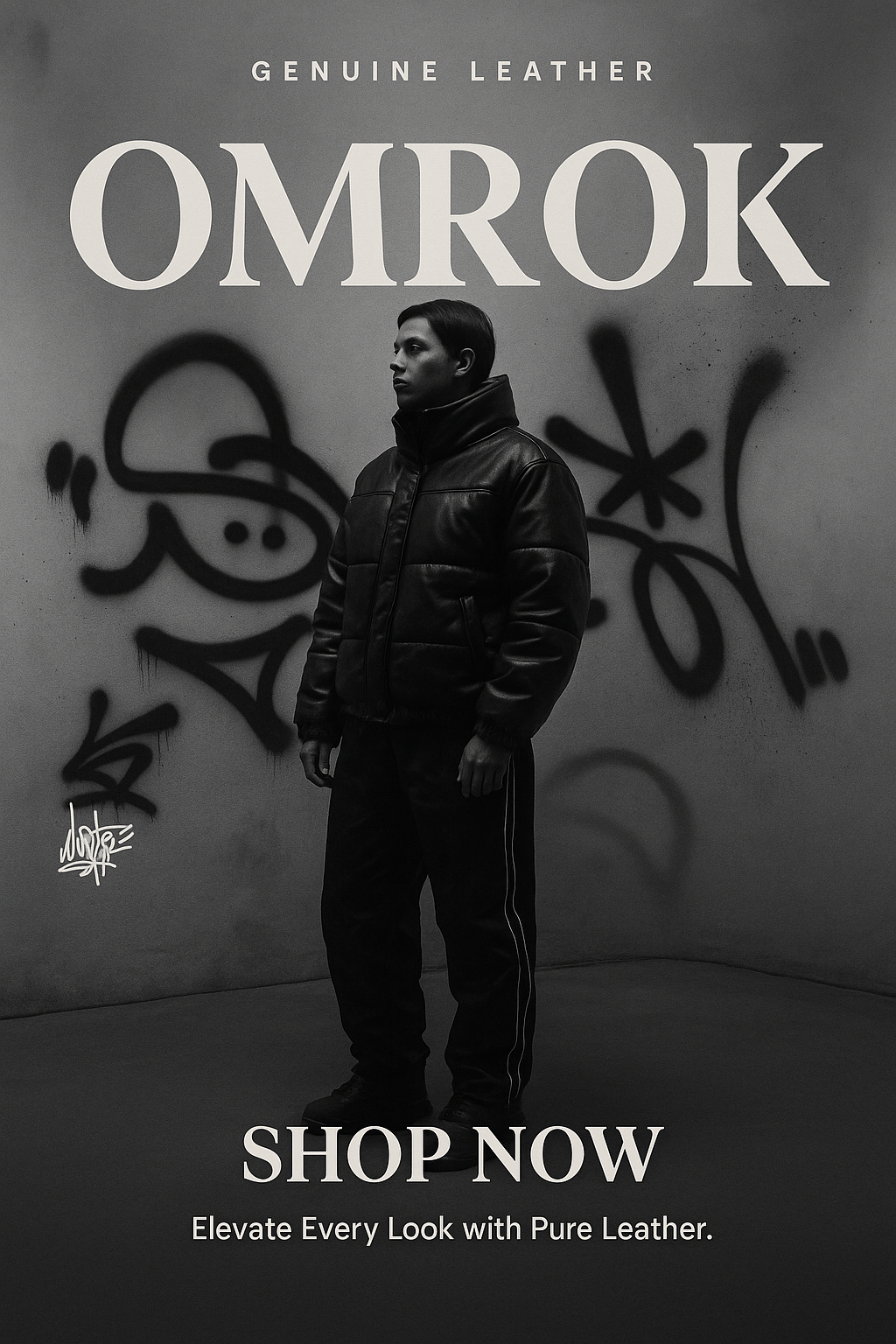 OMROK Black Puffer Sheep Leather Jacket - MAN