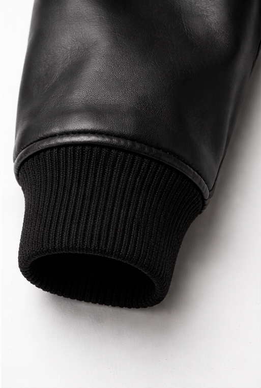 OMROK Structured Black Leather Utility Jacket