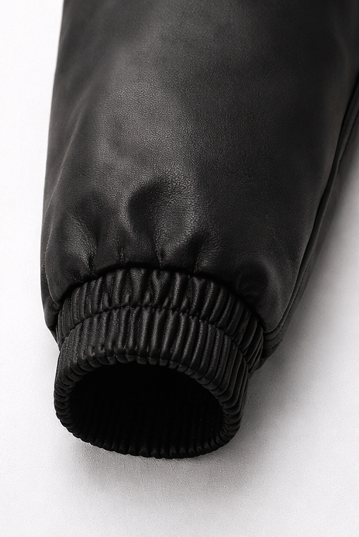 OMROK Premium Black Leather Statement Bomber