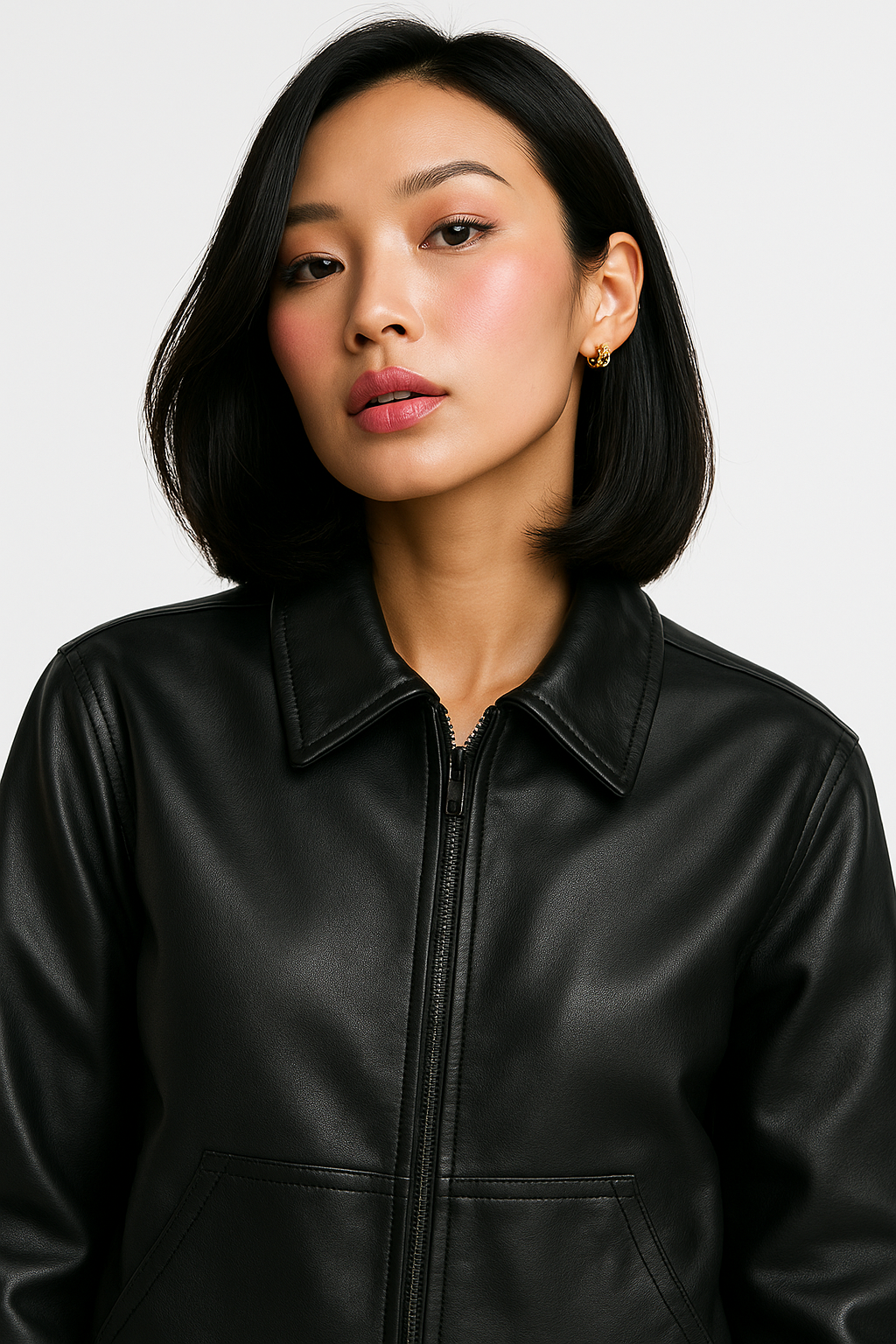 OMROK Reversible Leather & Checkered Jacket - WOMAN