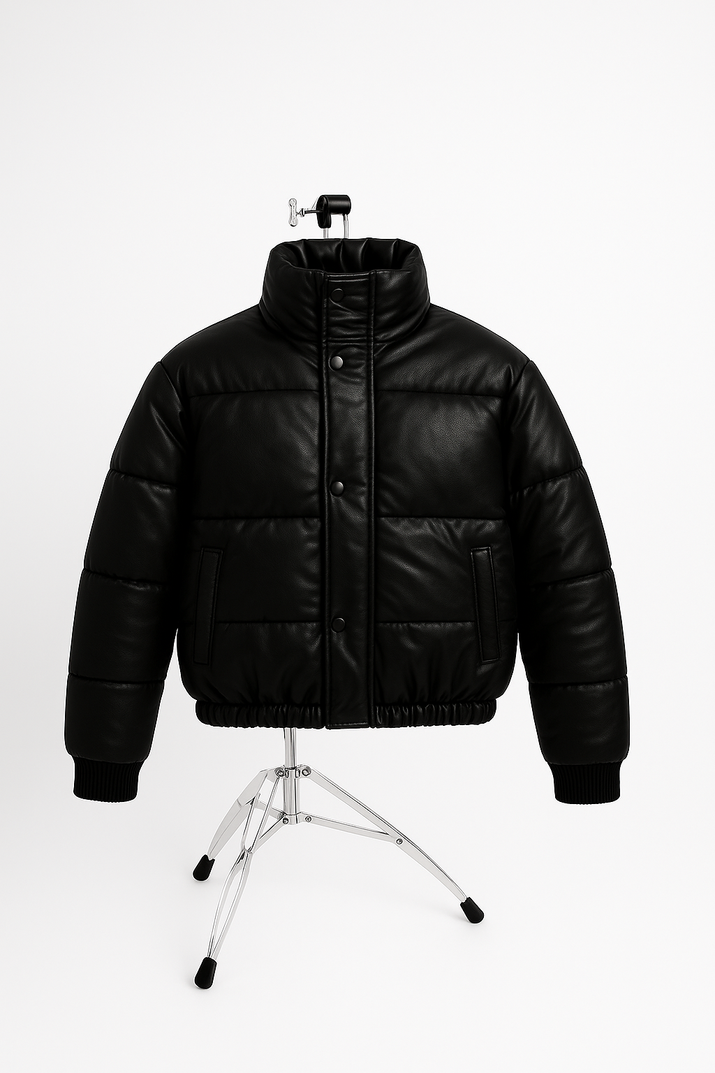 OMROK Black Puffer Sheep Leather Jacket - MAN