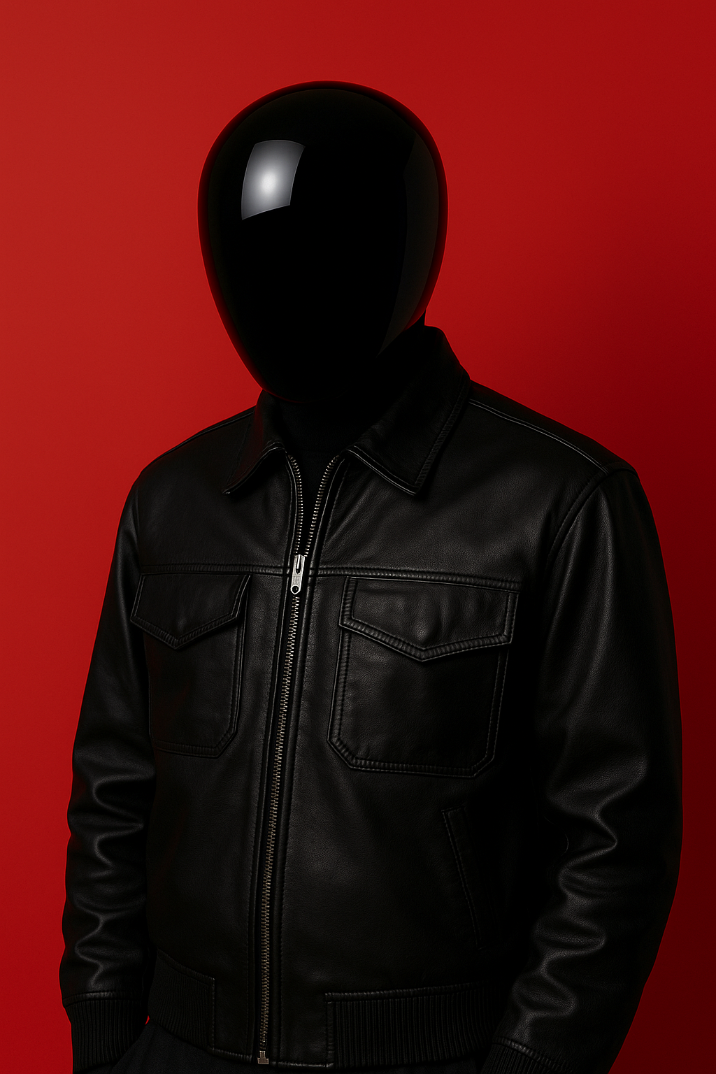 OMROK Structured Black Leather Utility Jacket