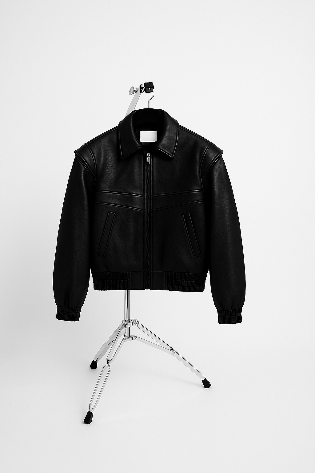 OMROK Premium Black Leather Statement Bomber
