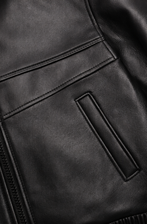 OMROK Premium Black Leather Statement Bomber