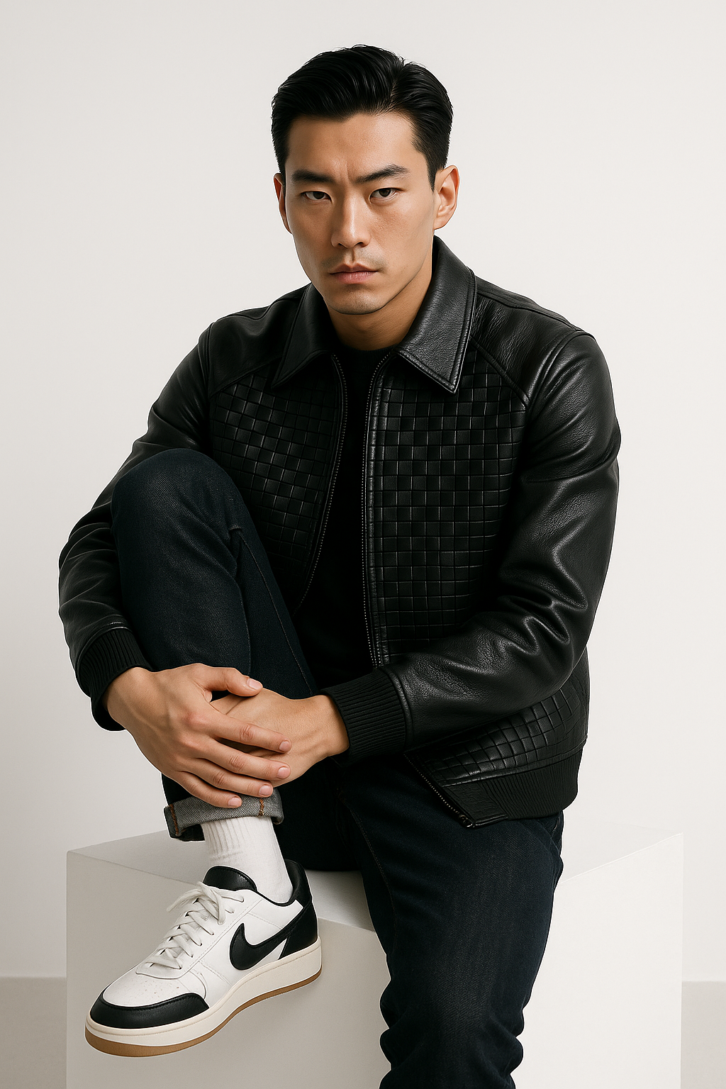 OMROK Enduring Woven Leather Jacket - MAN